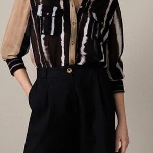 Massimo Dutti Black and Tan Striped Blouse